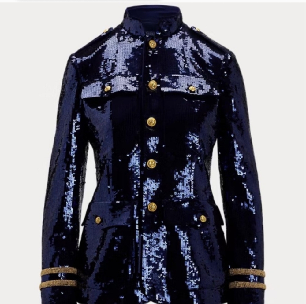 Polo By Ralph Lauren Navy Sequin Military Jacket